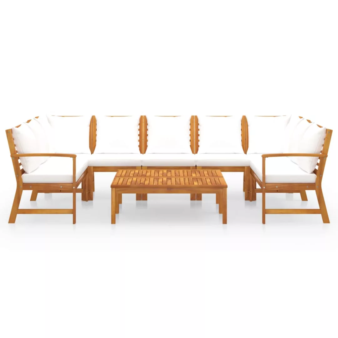 9-tlg. Garten-lounge-set Mit Auflagen Creme Massivholz Akazie günstig online kaufen