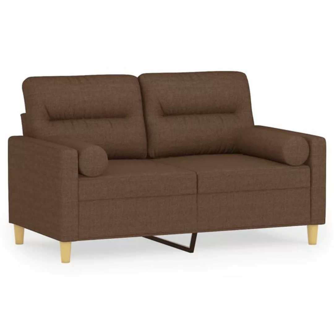 vidaXL Sofa 2-Sitzer-Sofa mit Zierkissen Braun 120 cm Stoff günstig online kaufen