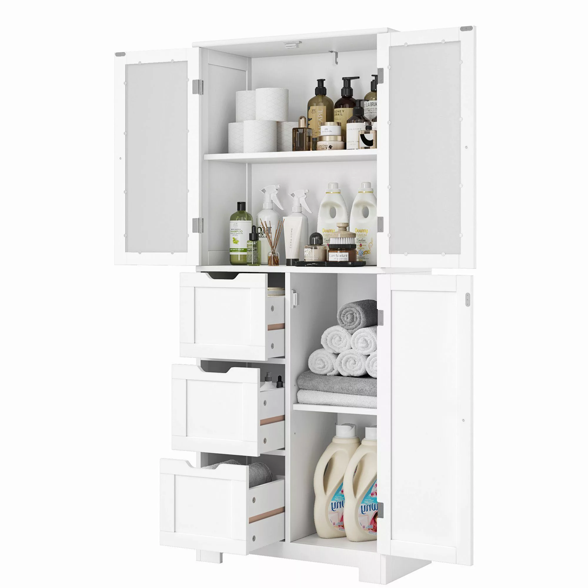 HOMECHO Hochschrank Badezimmerschrank mit 3 Türen günstig online kaufen