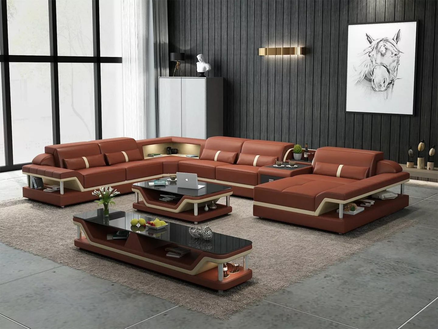 JVmoebel Ecksofa, Sofa mit USB Designer Wohnlandschaft U-Form Couch Ecksofa günstig online kaufen