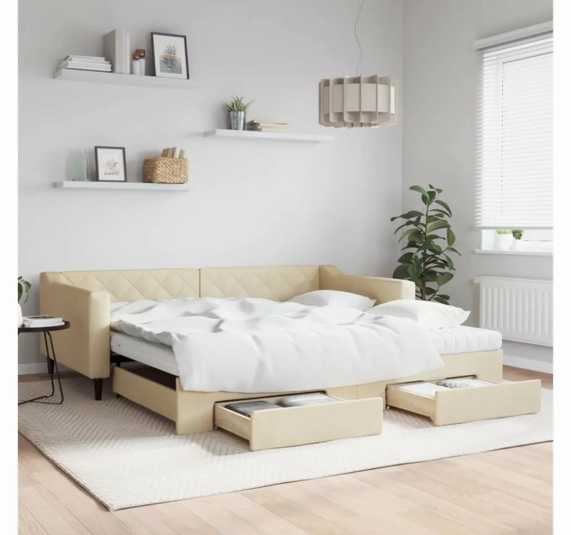 vidaXL Gästebett Gästebett Tagesbett Ausziehbar mit Schubladen Creme 100x20 günstig online kaufen