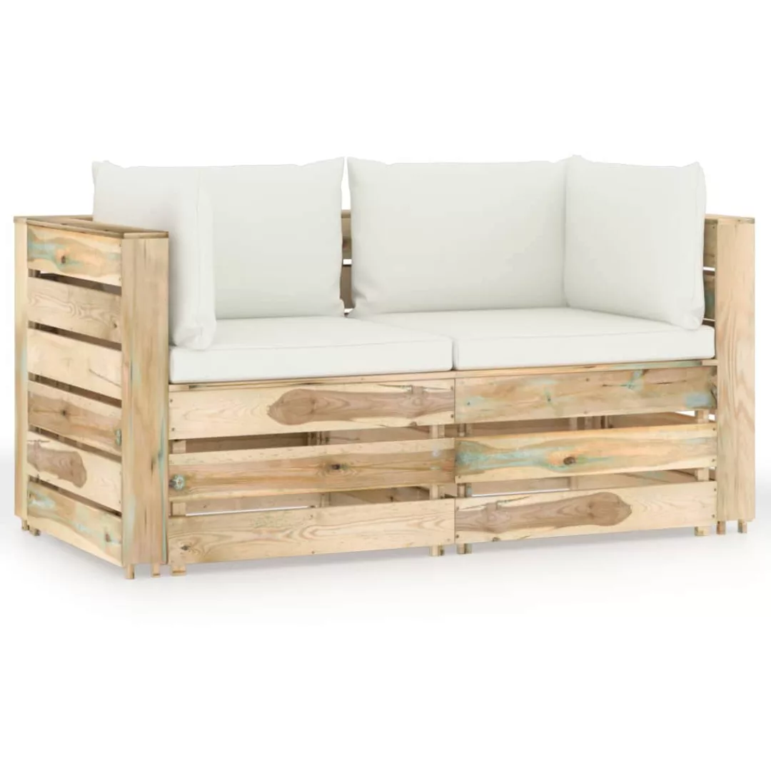 2-sitzer-gartensofa Mit Kissen Grün Imprägniertes Holz günstig online kaufen