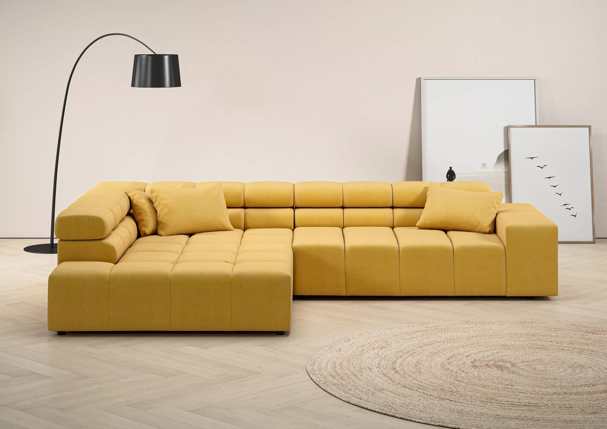 INOSIGN Ecksofa "Ancona incl. Kopfteilverstellung, Zierkissen Breite 319cm, günstig online kaufen