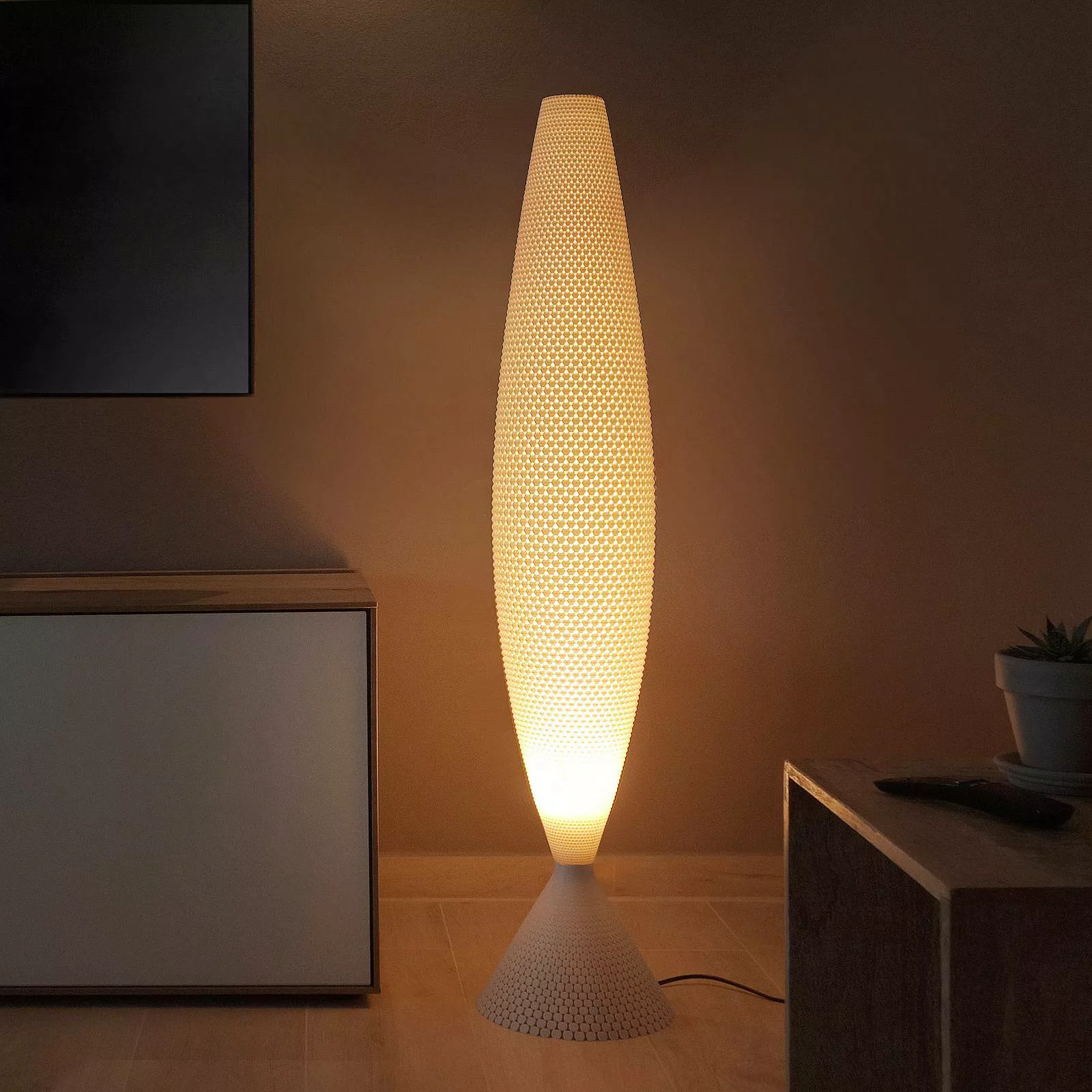 Stehlampe Diamant aus Biomaterial, linen, 115 cm günstig online kaufen