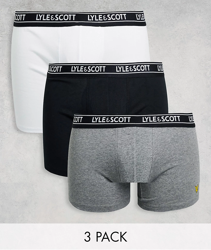 Lyle & Scott – Bodywear Quincy – 3er-Pack Unterhosen in Schwarz/Weiß/Grau-M günstig online kaufen
