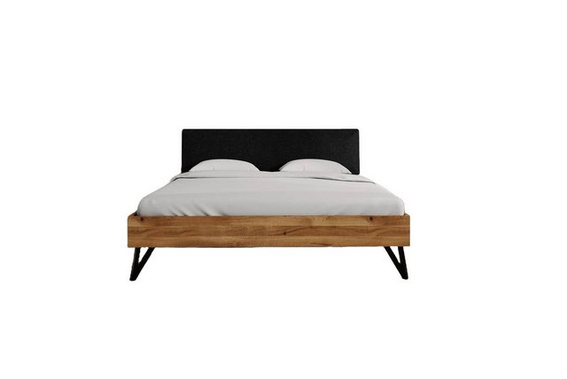 Natur24 Einzelbett Bett Rolo 1 in 80x200cm Wildeiche mit Polsterkopfteil in günstig online kaufen