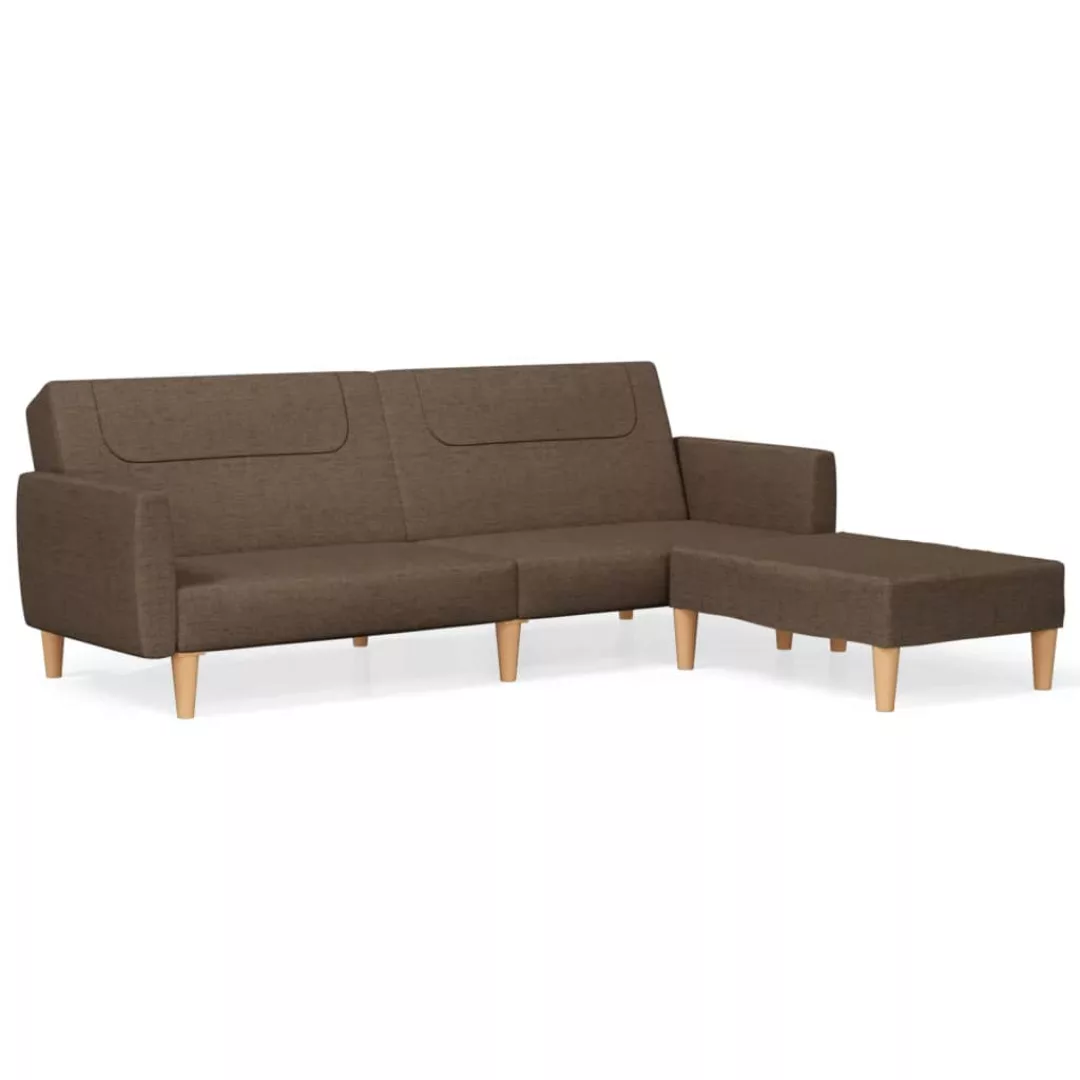 Vidaxl Schlafsofa 2-sitzer Mit Fußhocker Braun Stoff günstig online kaufen