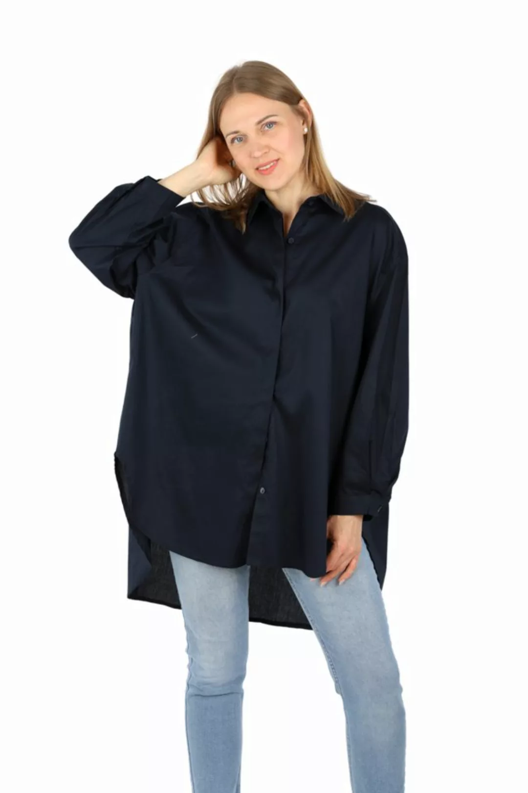 MIRROSI Longbluse Damen 100% Baumwolle Bluse Lang OVERSIZE Design (Onesize günstig online kaufen