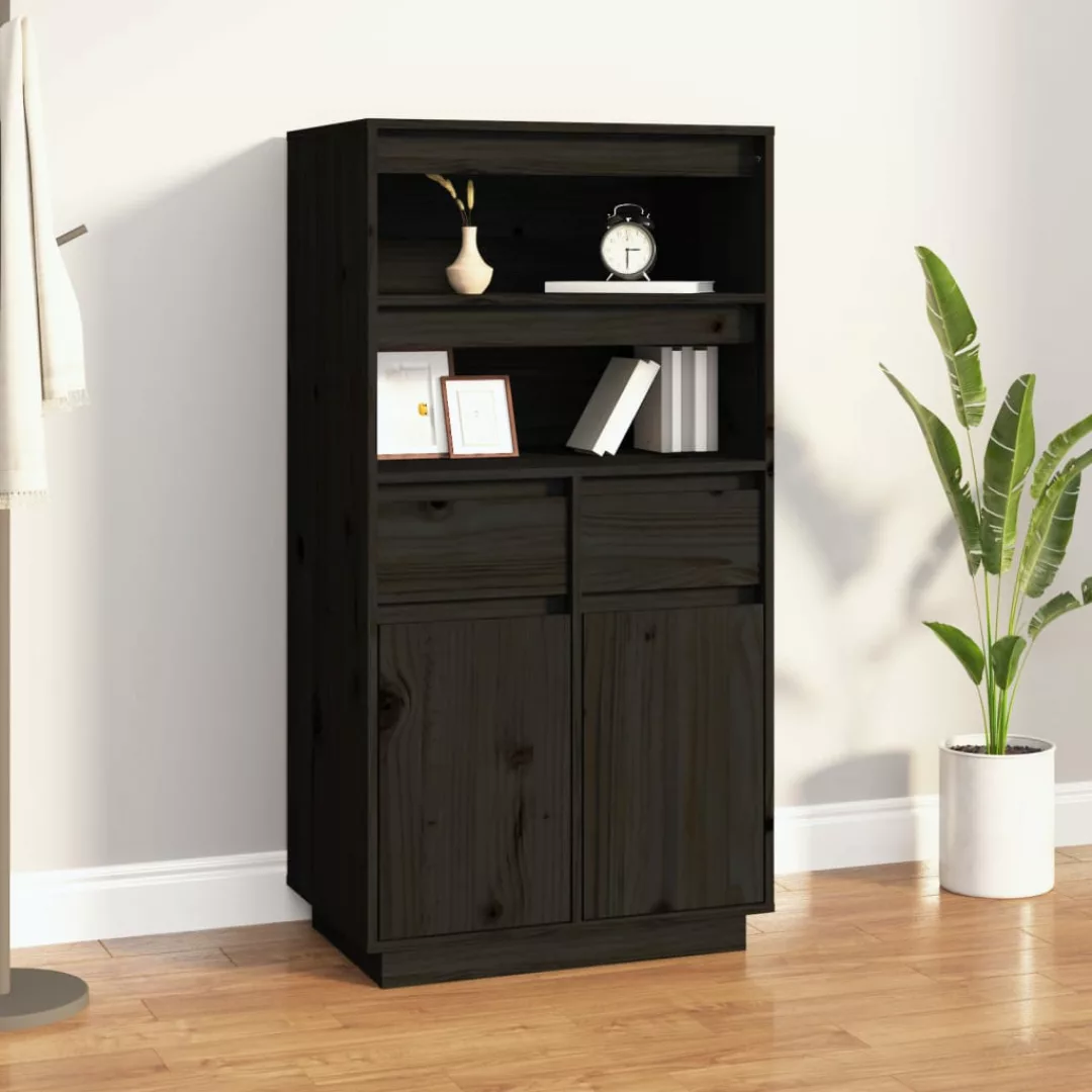 Vidaxl Highboard Schwarz 60x40x116,5 Cm Massivholz Kiefer günstig online kaufen