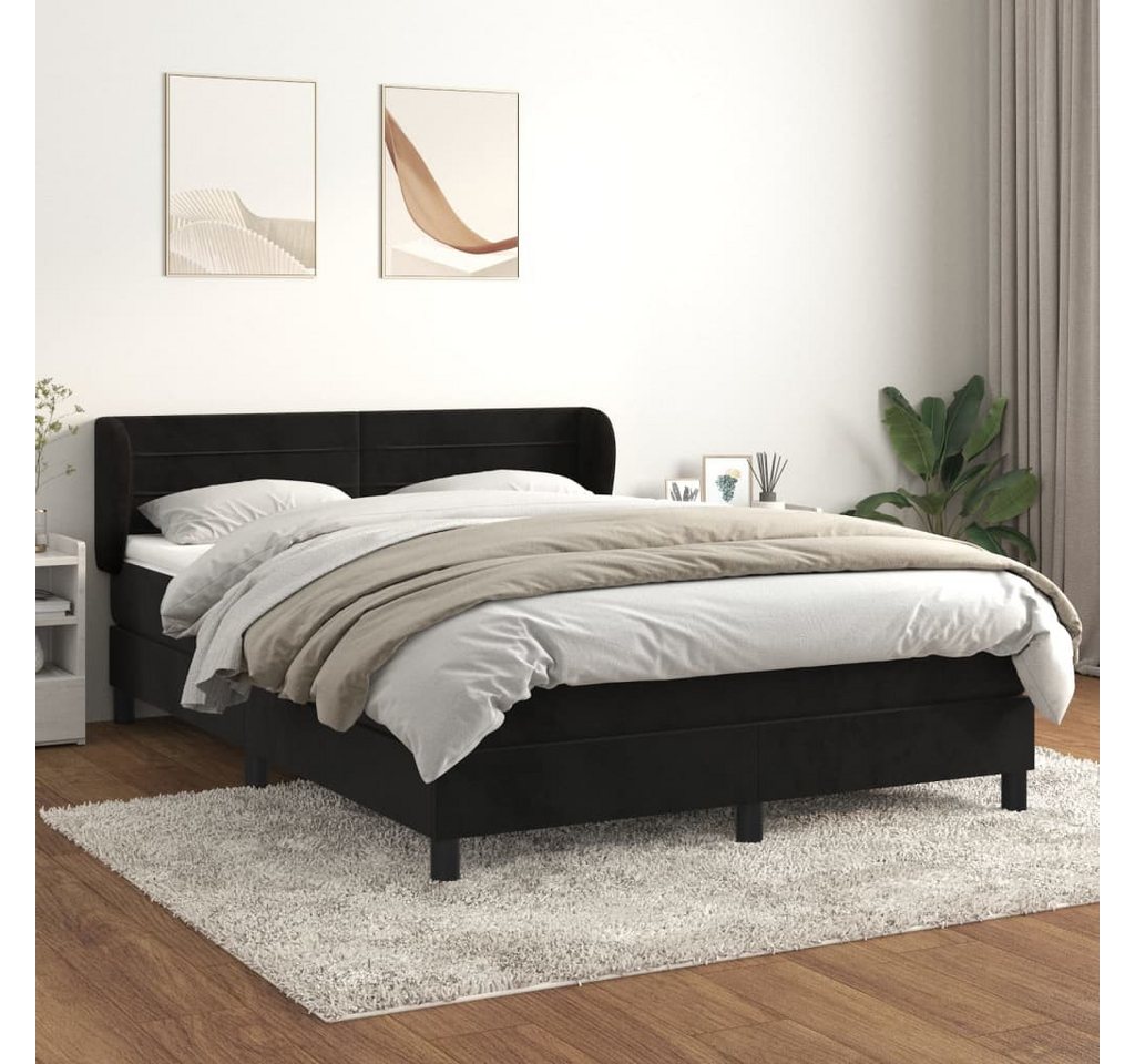 vidaXL Boxspringbett Boxspringbett mit Matratze Dunkelblau 140x200 cm Samt günstig online kaufen