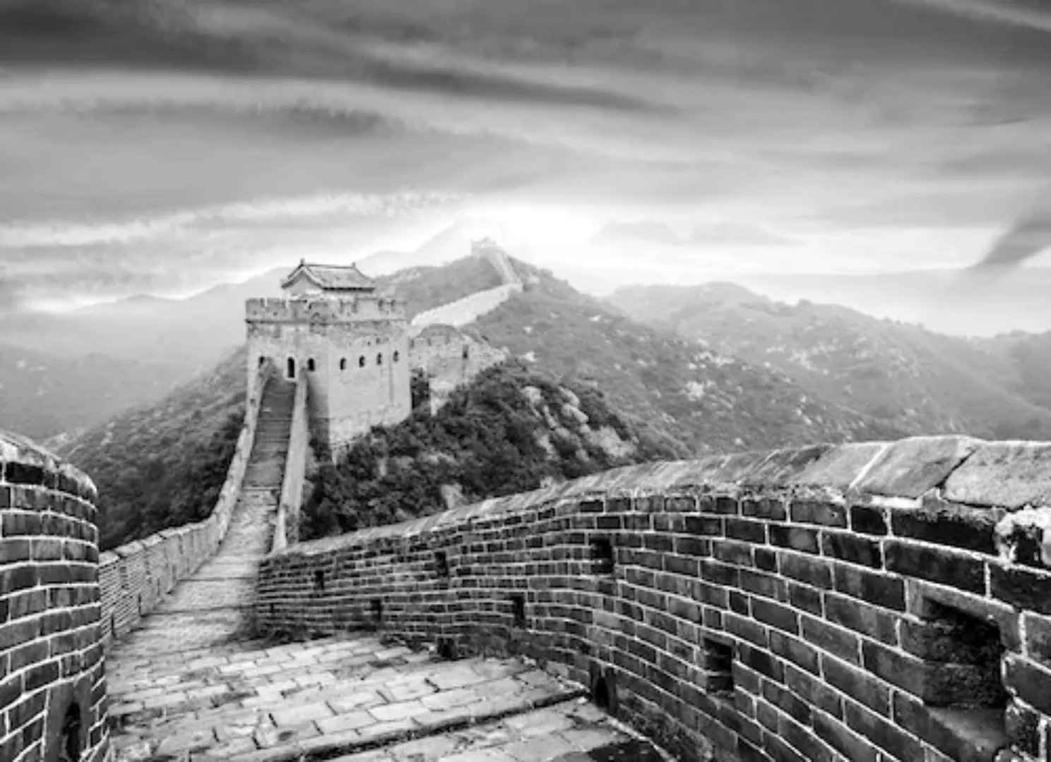 Papermoon Fototapete »Chinesische Mauer Schwarz & Weiß« günstig online kaufen
