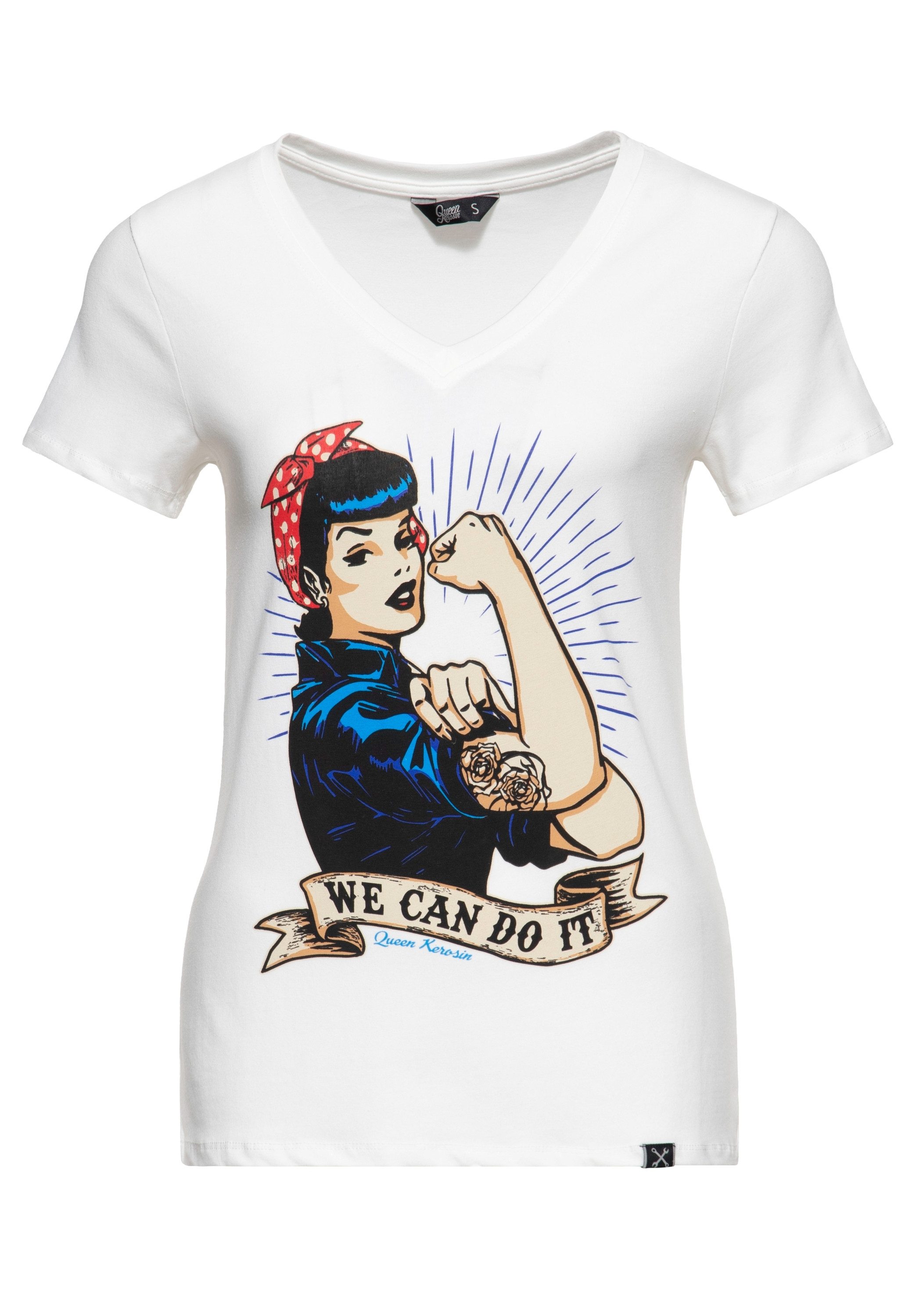 QueenKerosin Kurzarmshirt We can do it günstig online kaufen