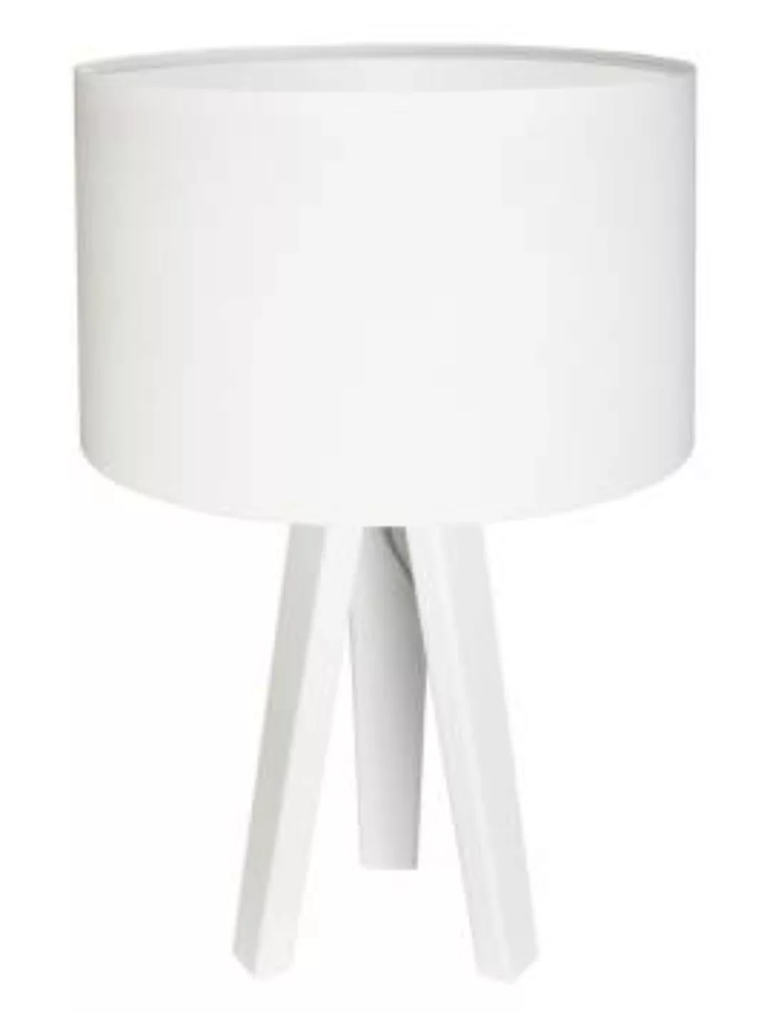 Tischlampe Dreibein Weiß Retro 46cm Holz Lampe günstig online kaufen