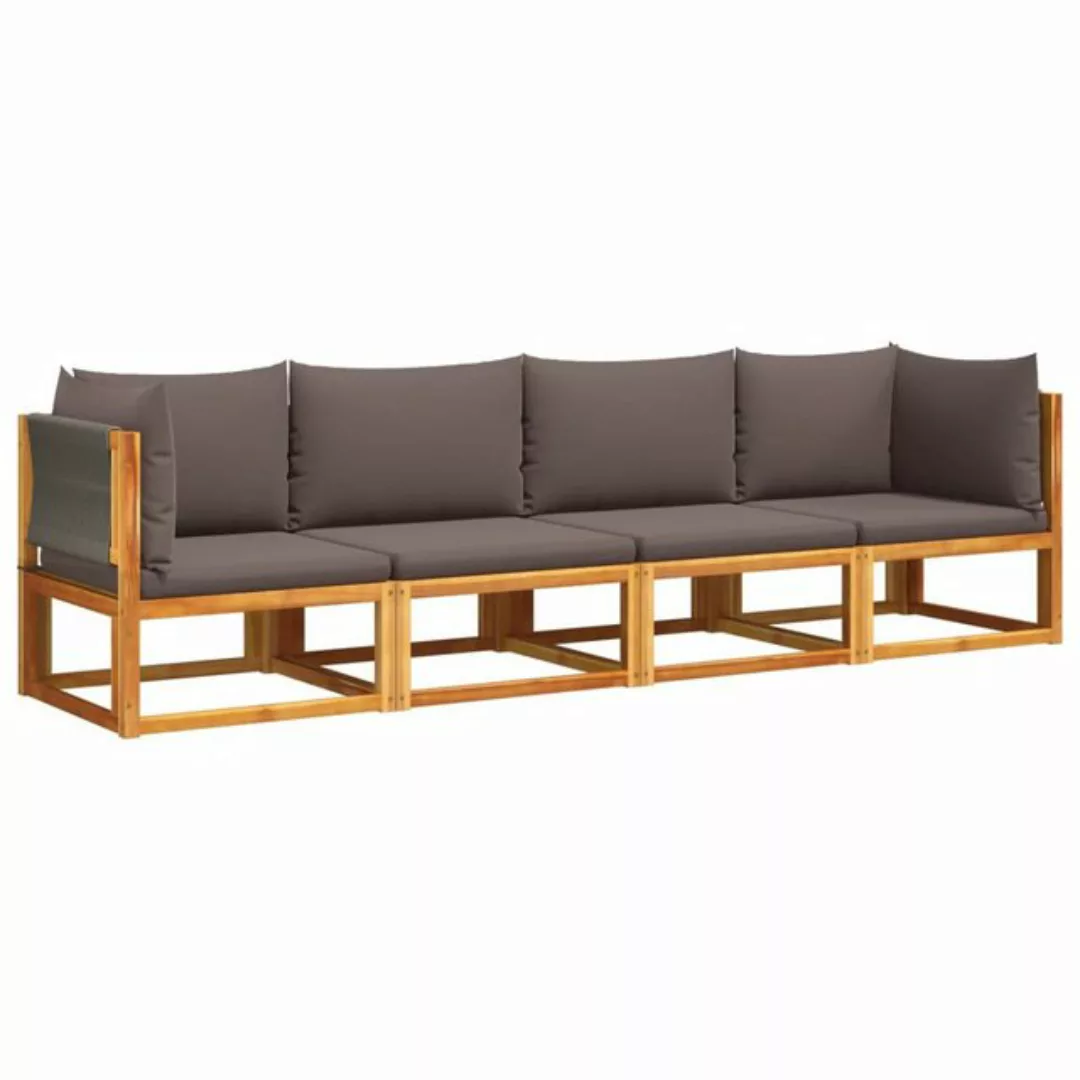 vidaXL Loungesofa 4-tlg. Garten-Sofagarnitur mit Kissen Massivholz Akazie, günstig online kaufen