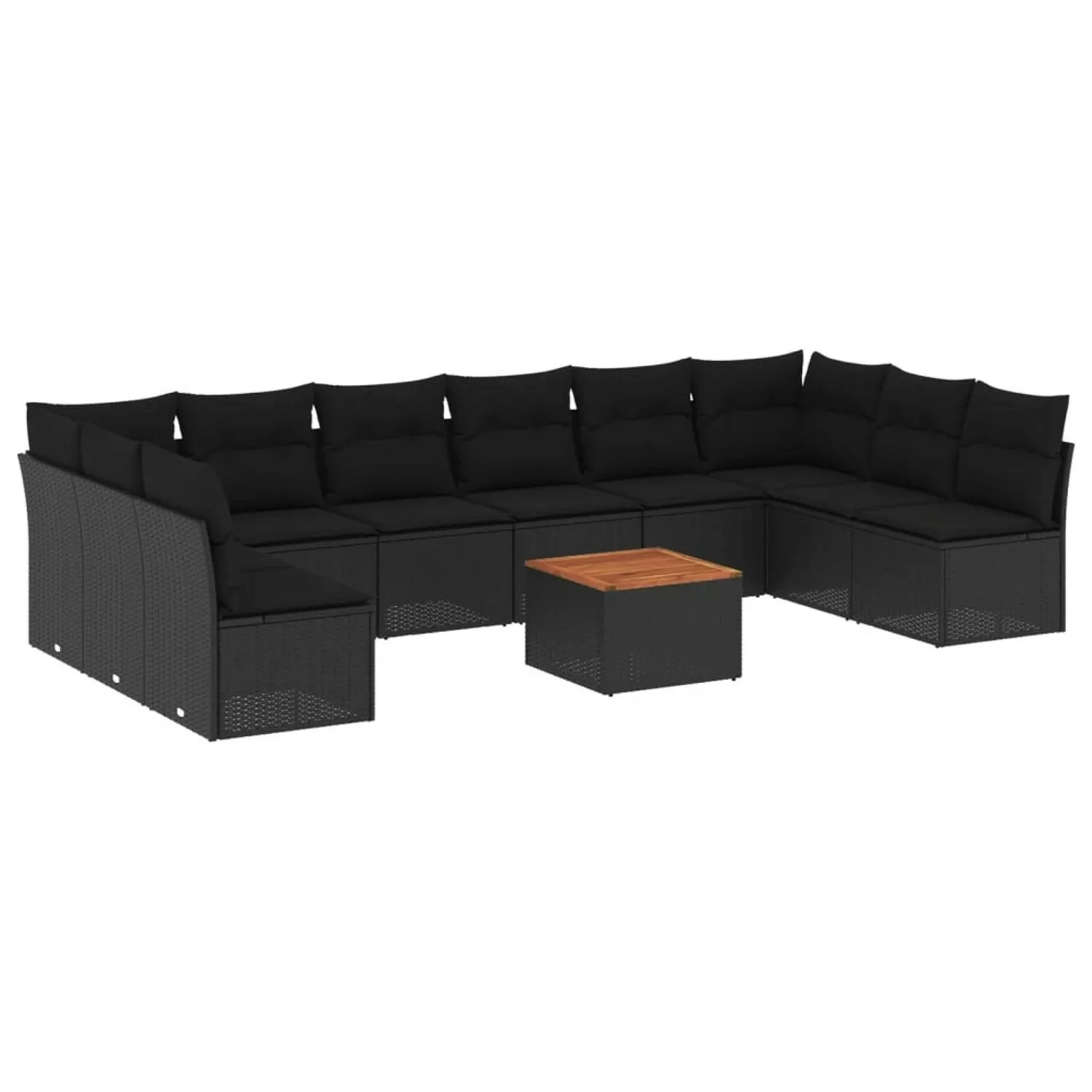 vidaXL 11-tlg Garten-Sofagarnitur mit Kissen Schwarz Poly Rattan Modell 42 günstig online kaufen