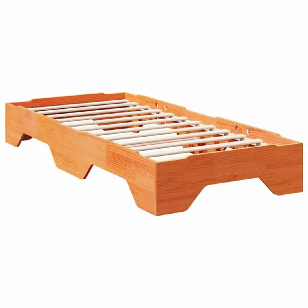 vidaXL Bett Massivholzbett ohne Matratze Stapelbar Wachsbraun 75x190 cm günstig online kaufen