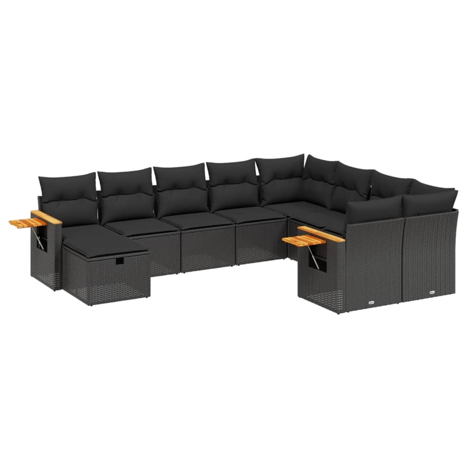 vidaXL 10-Tlg Garten-Sofagarnitur mit Kissen Schwarz Poly Rattan 3227154 günstig online kaufen
