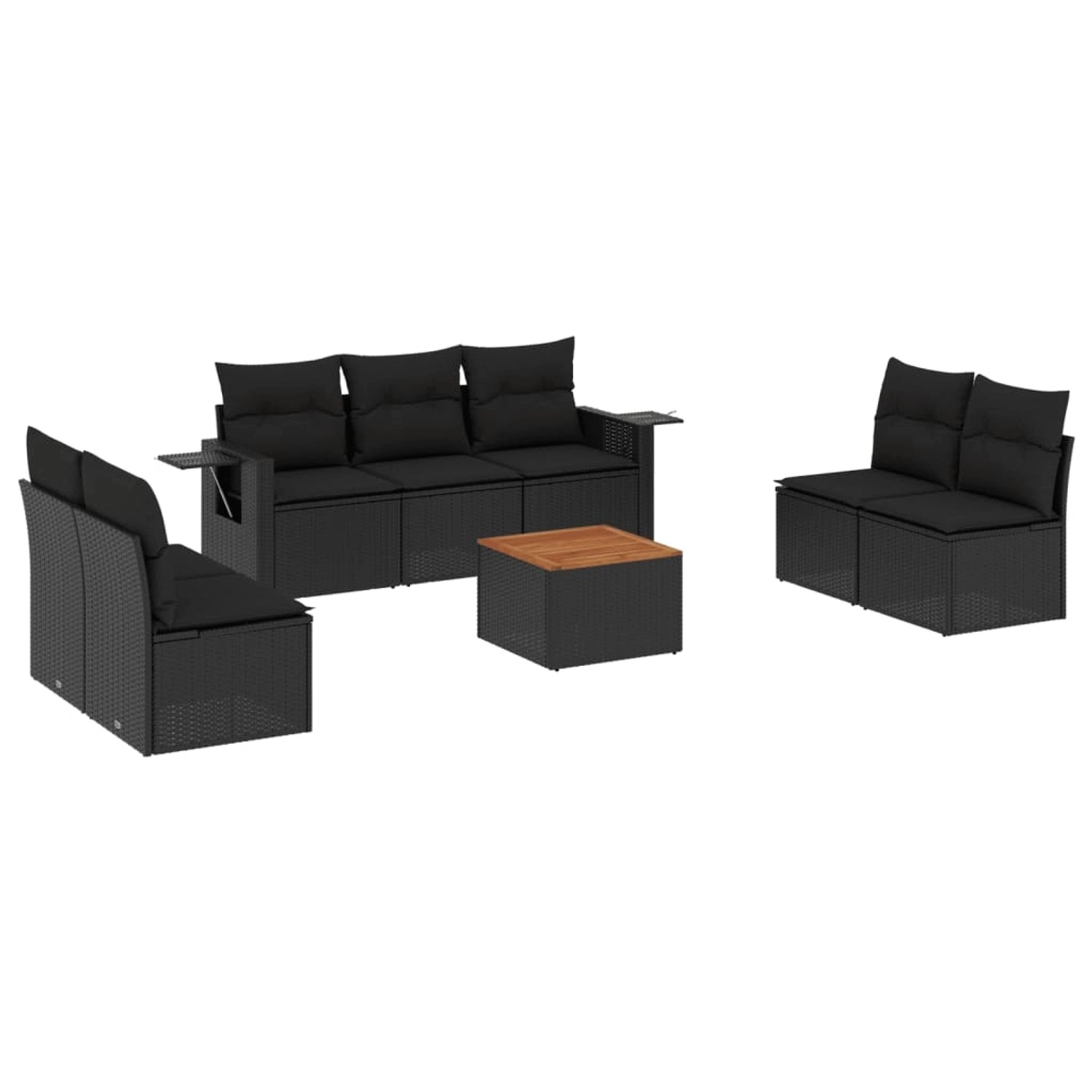 vidaXL 8-tlg Garten-Sofagarnitur mit Kissen Schwarz Poly Rattan Modell 214 günstig online kaufen