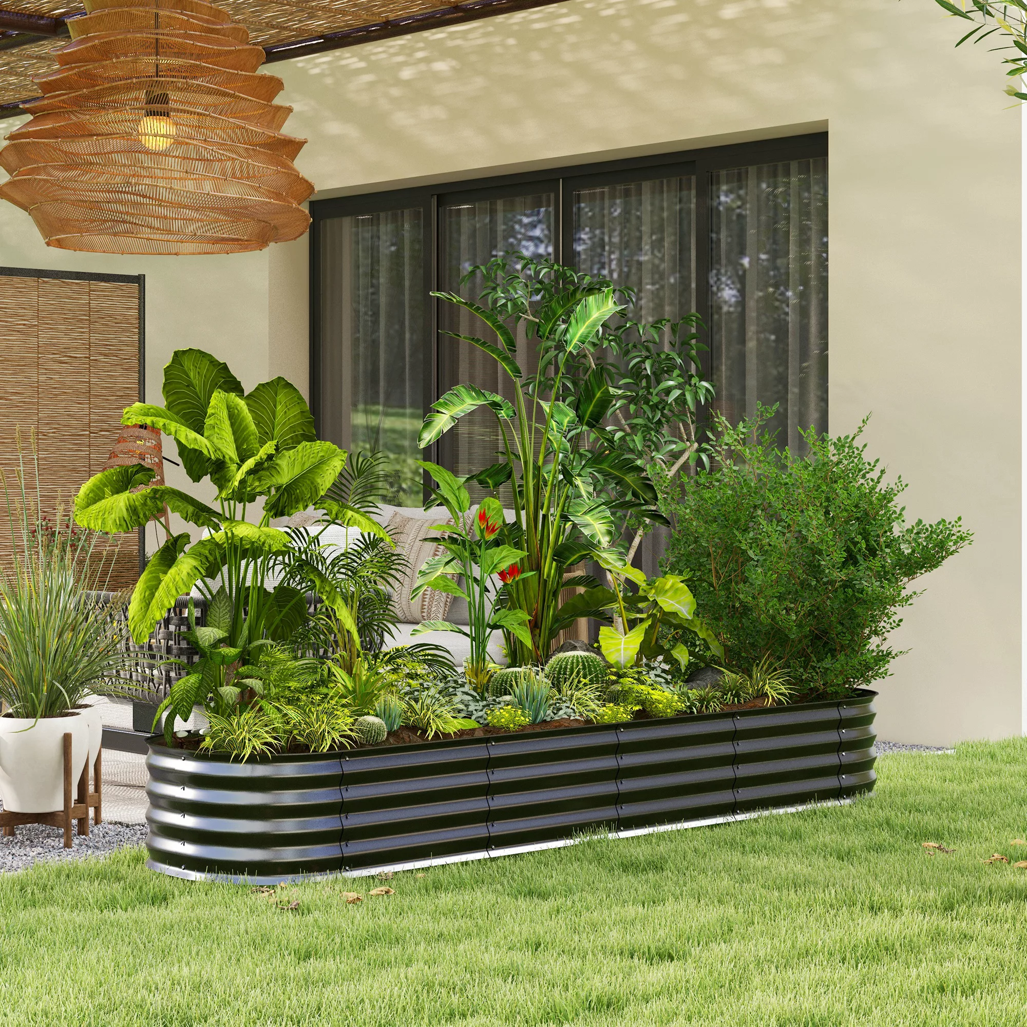 Outsunny Hochbeet Pflanzkasten für Garten aus modularablem Stahl für Gemüse günstig online kaufen