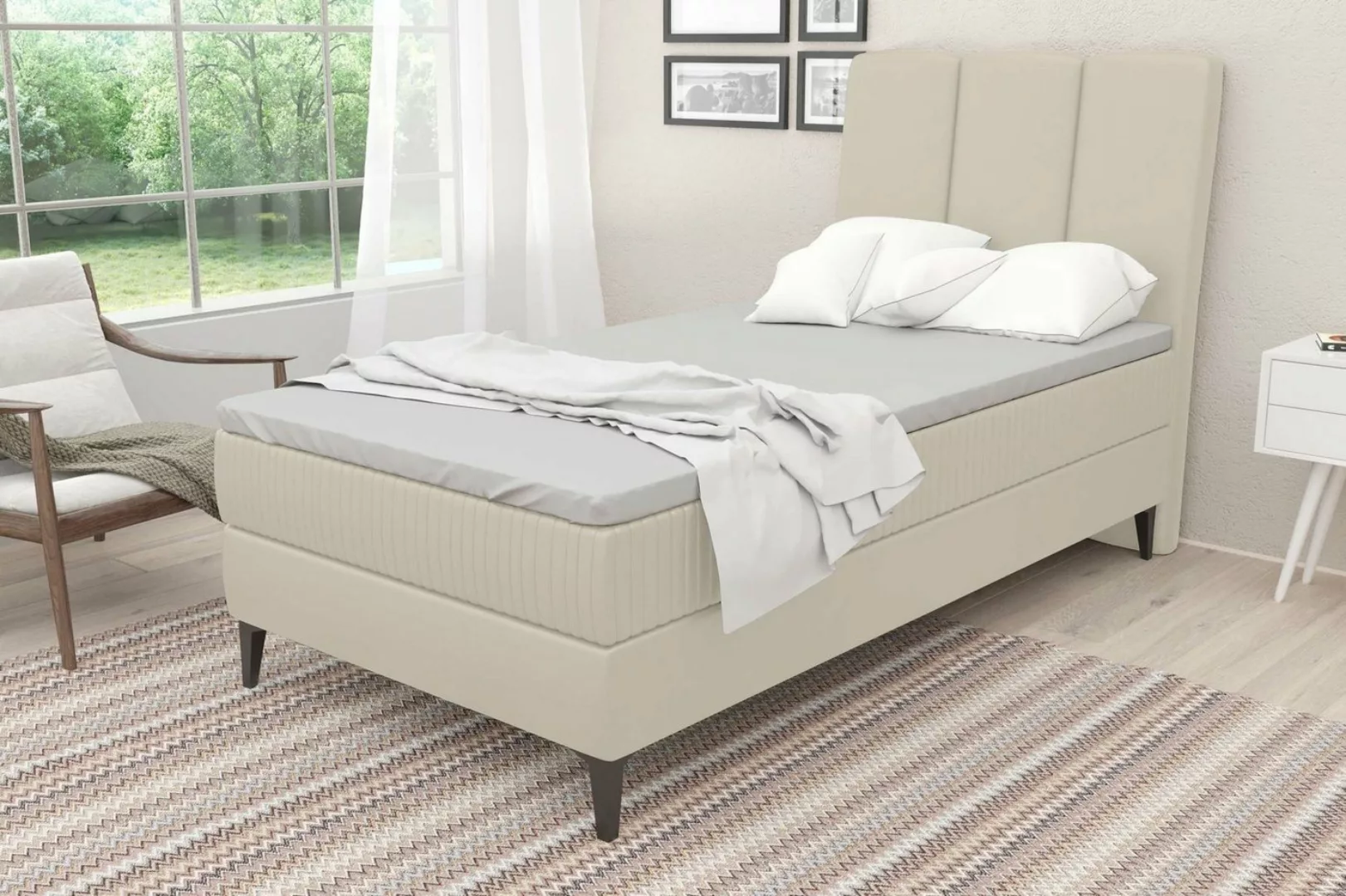 Stylefy Boxspringbett Gustavo (Schlafzimmerbett, Bett), 90 x 200 cm, mit To günstig online kaufen