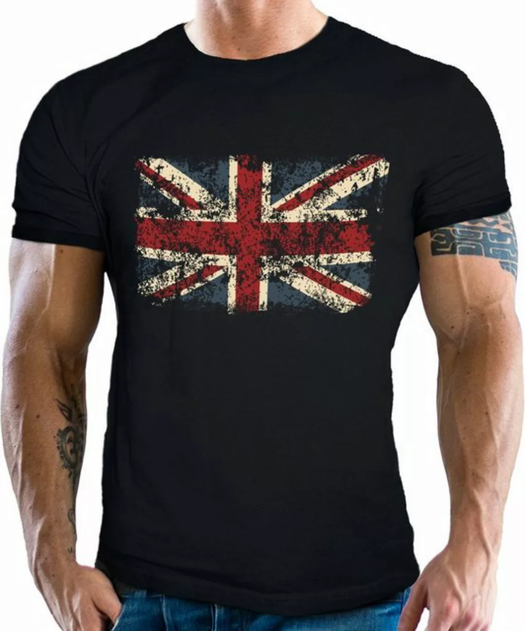 GASOLINE BANDIT® T-Shirt United Kingdom: Union Jack im vintage retro Look günstig online kaufen