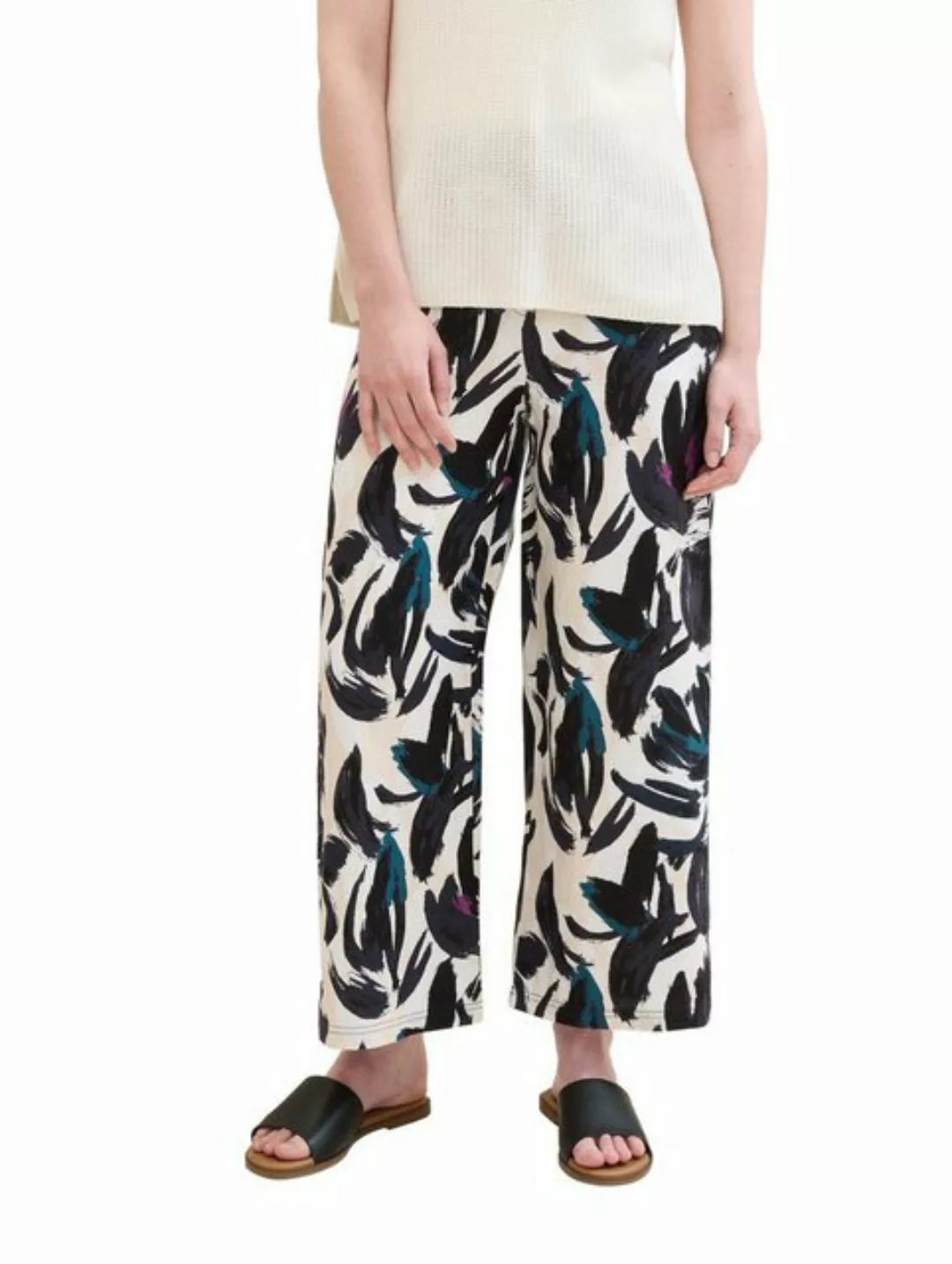 TOM TAILOR Stoffhose culotte linen pants, dark blue floral design günstig online kaufen