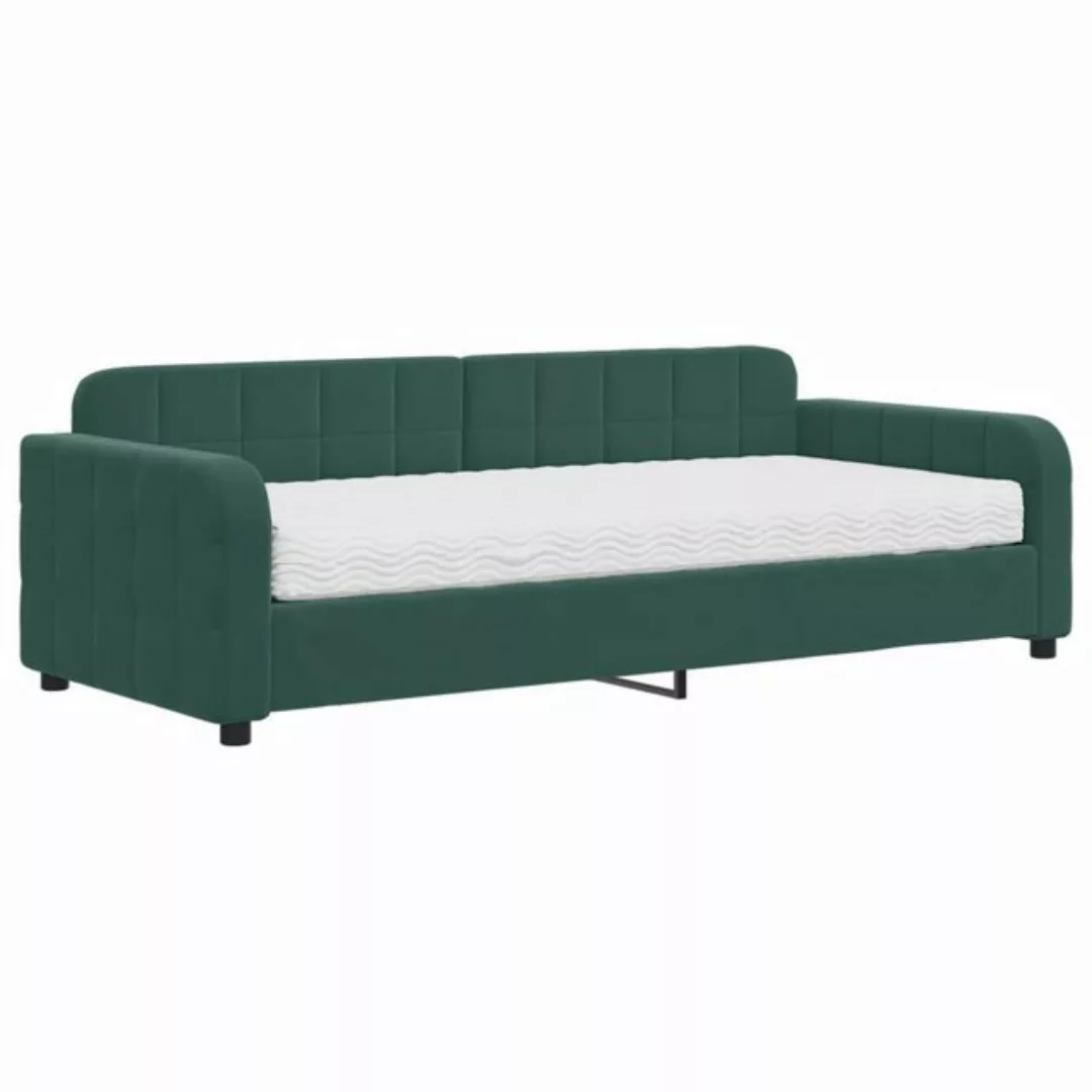 vidaXL Gästebett Gästebett Tagesbett mit Matratze Dunkelgrün 90x200 cm Samt günstig online kaufen