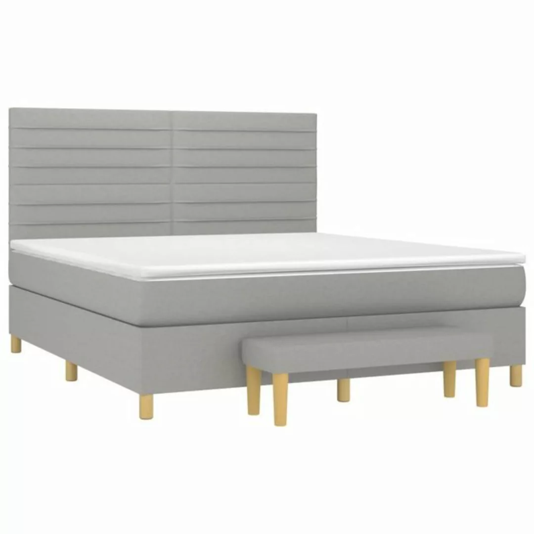 furnicato Bett Boxspringbett mit Matratze Hellgrau 160x200 cm Stoff (1-tlg) günstig online kaufen