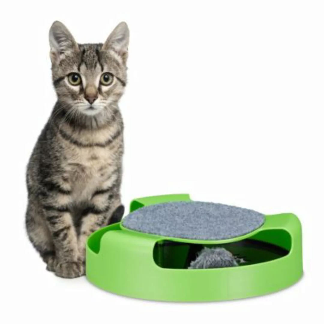 relaxdays Katzenspielzeug Kugelbahn mit Maus grün günstig online kaufen