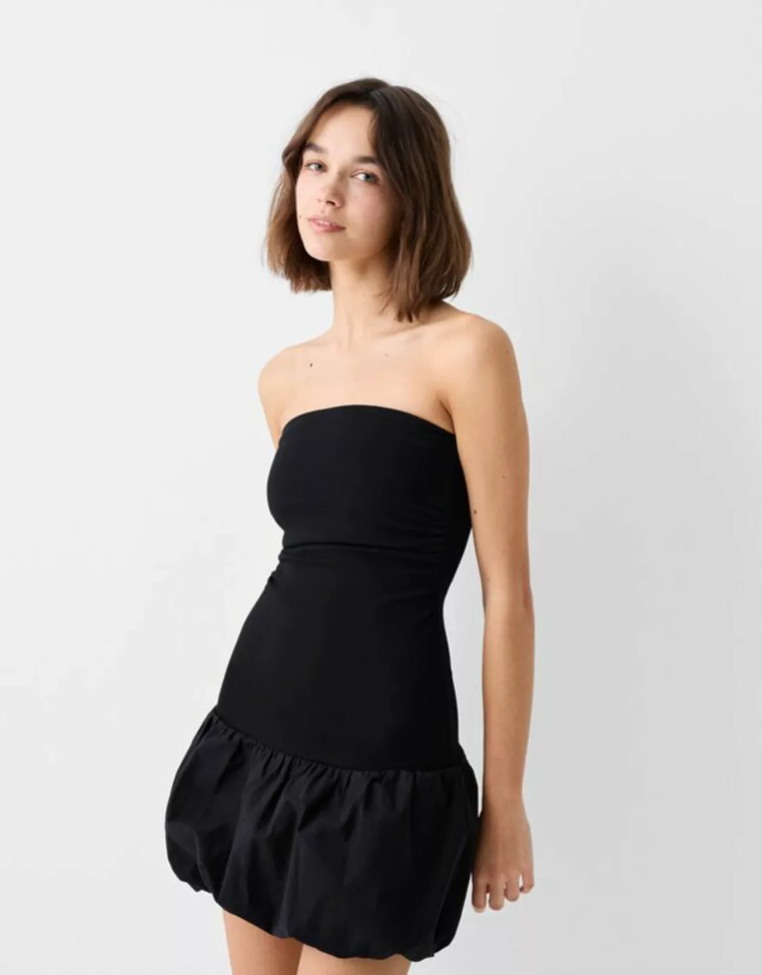 Bershka Bandeau-Minikleid Im Ballon-Stil Damen Xs Schwarz günstig online kaufen