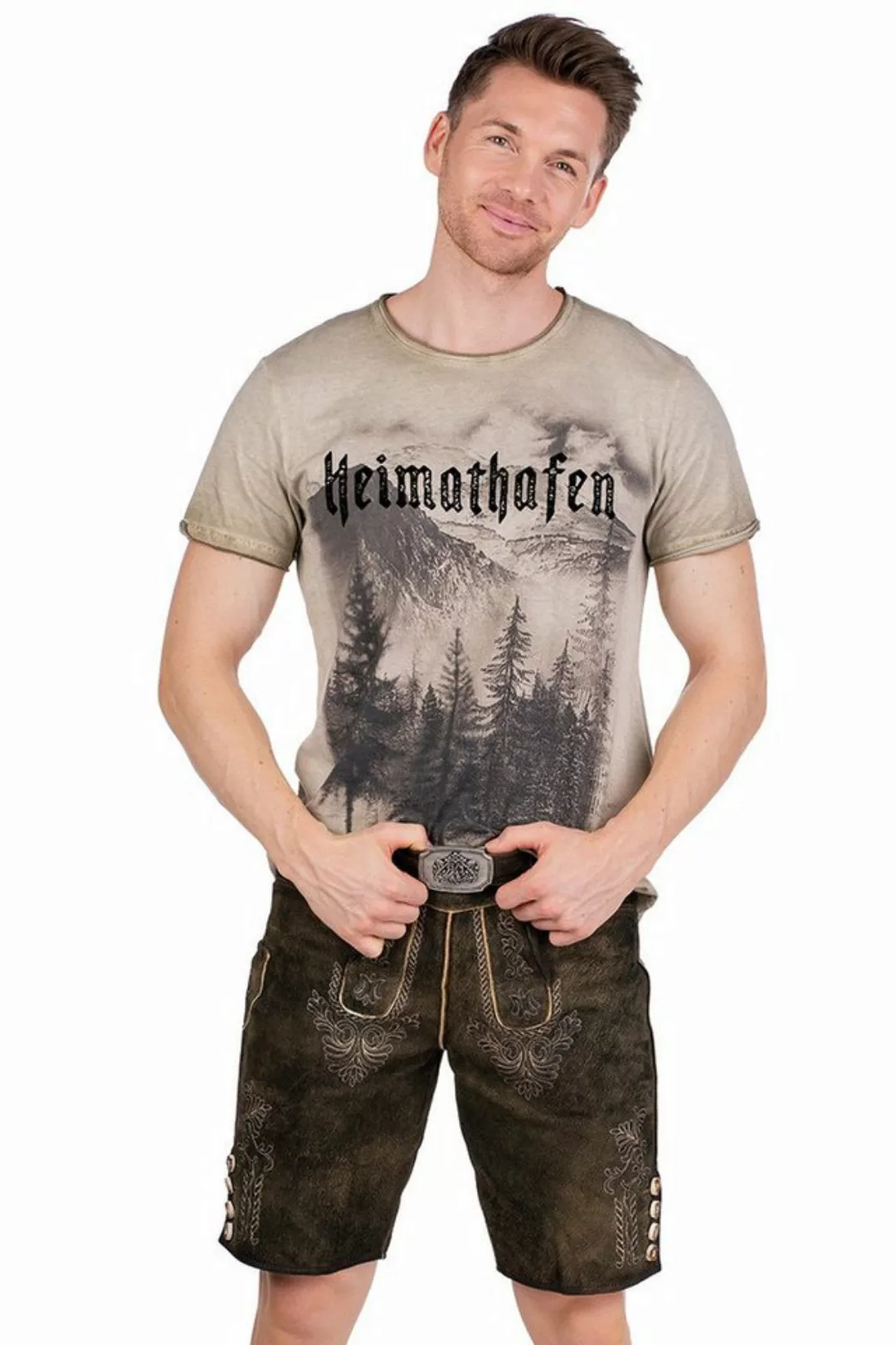 Hammerschmid Trachtenlederhose Lederhose Herren kurz - PARSDORF - dunkelbra günstig online kaufen