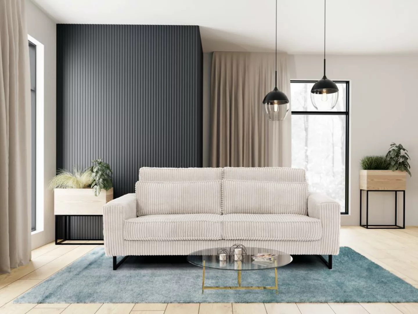 Sofa 3-Sitzer - Cord - Beige - TESSIO von Maison Céphy günstig online kaufen