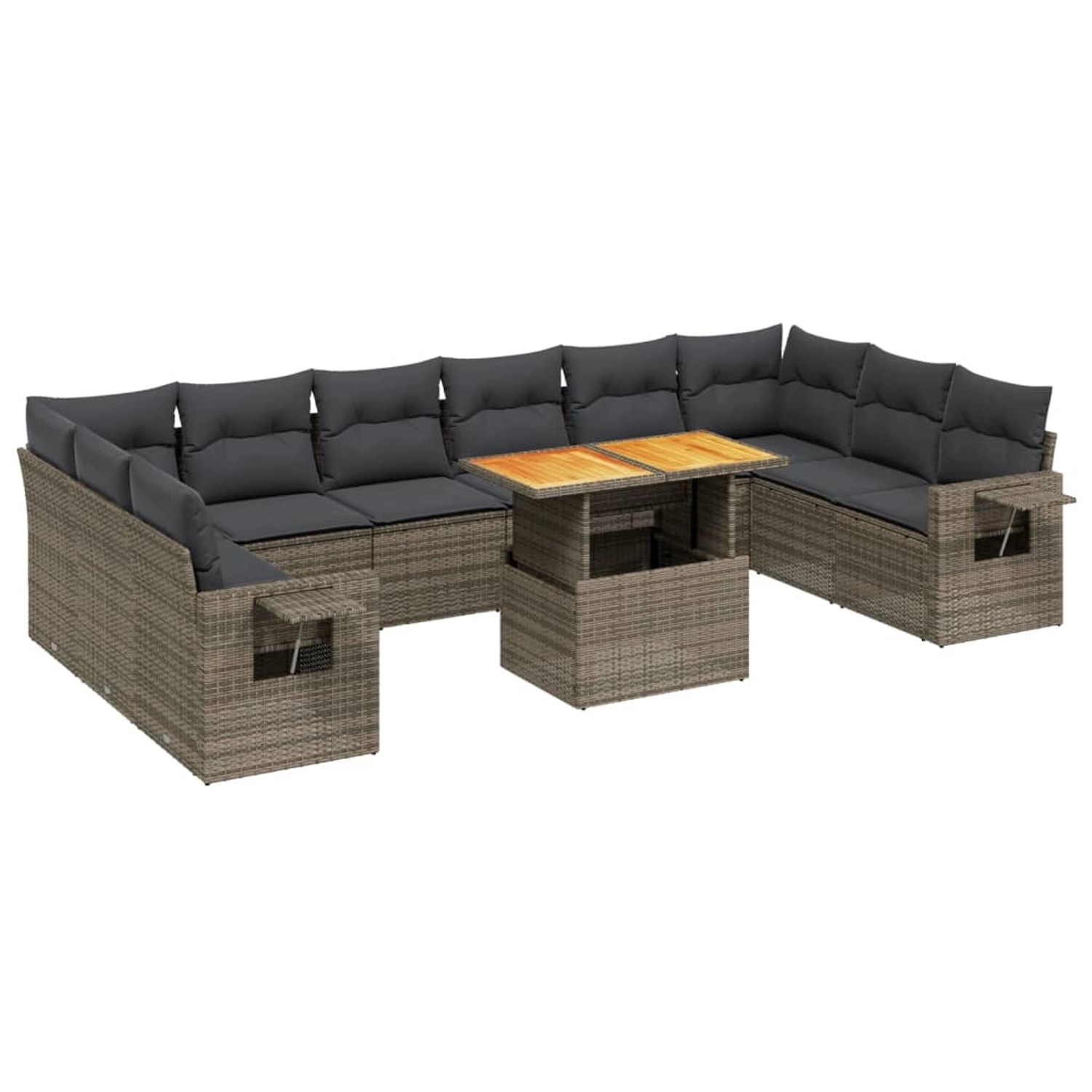 vidaXL 11-Tlg Garten-Sofagarnitur mit Kissen Grau Poly Rattan 3271928 günstig online kaufen
