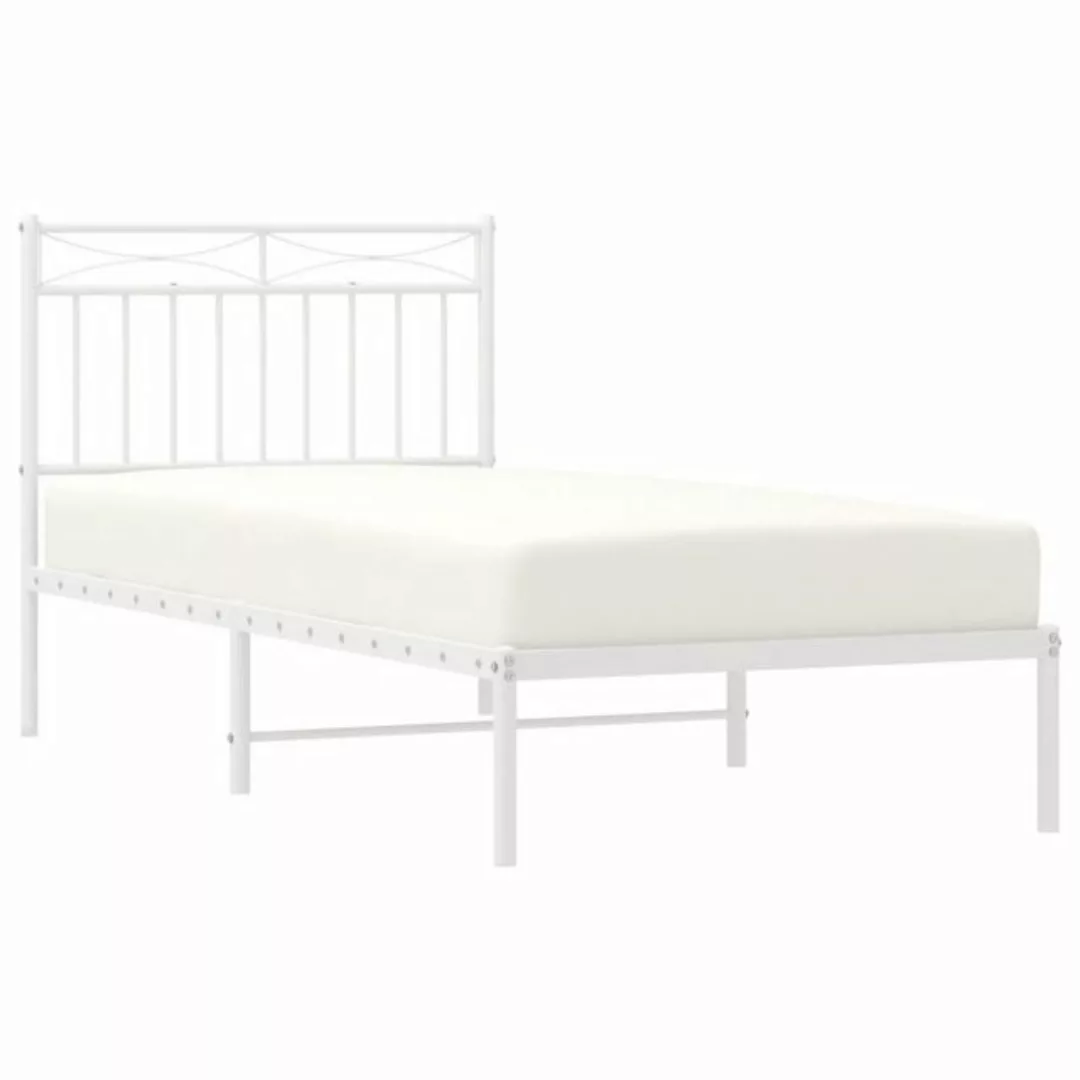 vidaXL Bett Bettgestell mit Kopfteil Metall Weiß 90x190 cm günstig online kaufen