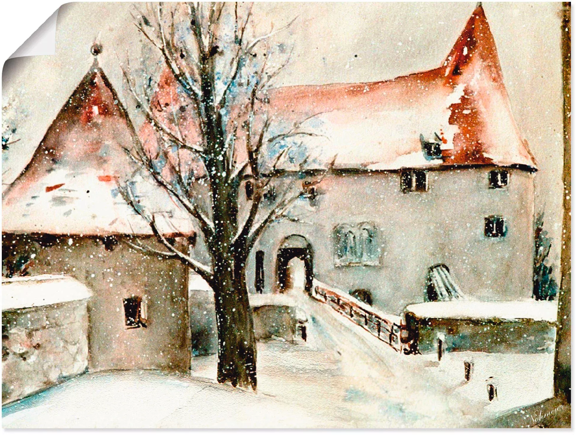 Artland Wandbild "Winter auf der Burg", Gebäude, (1 St.), als Leinwandbild, günstig online kaufen