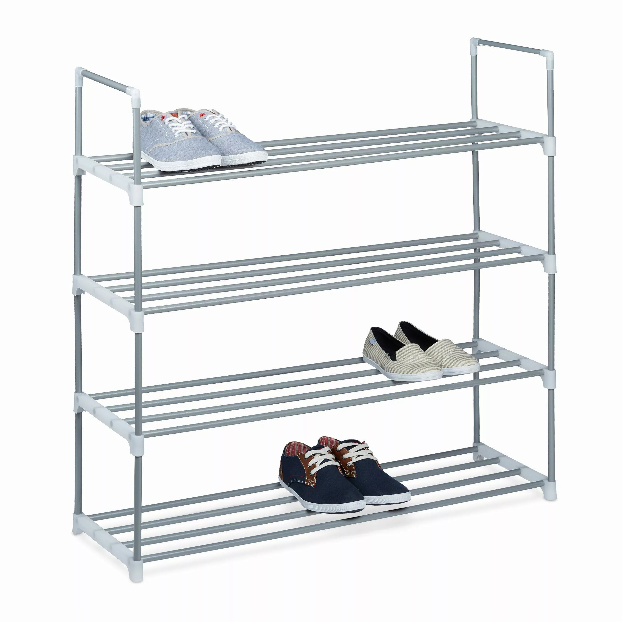 relaxdays Schuhregal Metall silb, 4 günstig online kaufen