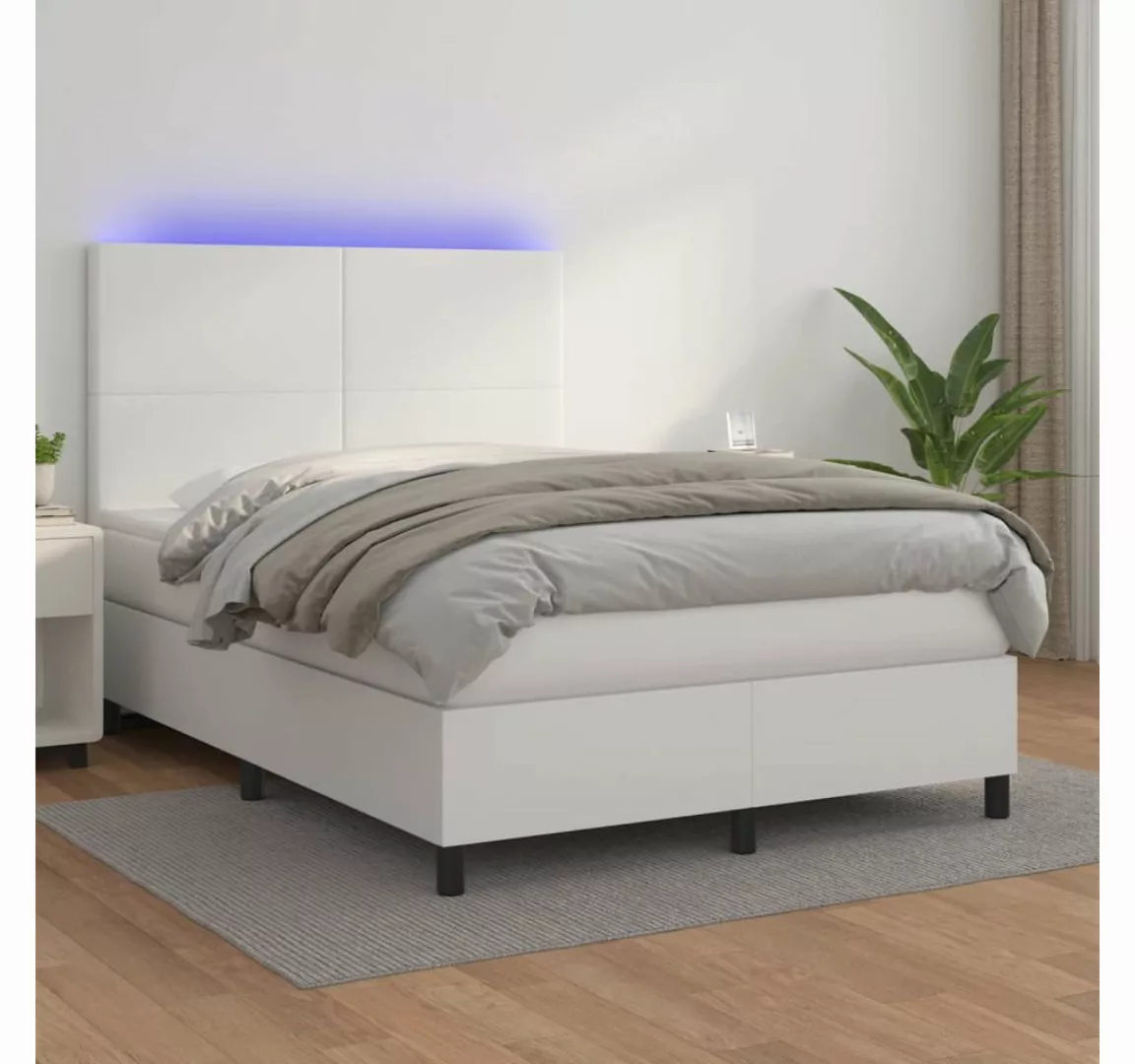 vidaXL Boxspringbett Boxspringbett mit Matratze & LED Kunstleder (140 x 200 günstig online kaufen