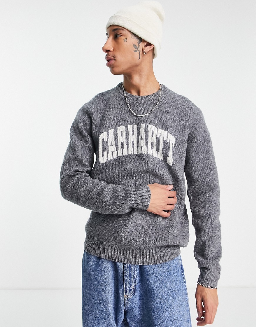 Carhartt WIP – University – Pullover in Grau mit Schriftzug günstig online kaufen