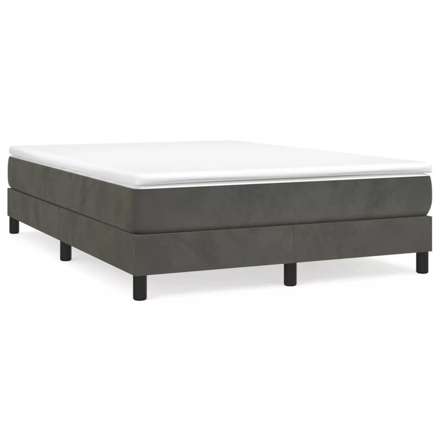 vidaXL Boxspringbett mit Matratze Dunkelgrau 140x200 cm Samt1399638 günstig online kaufen