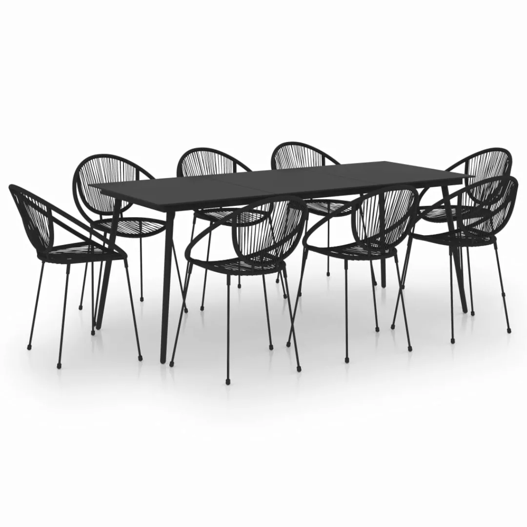 9-tlg. Garten-essgruppe Pvc Rattan Schwarz günstig online kaufen