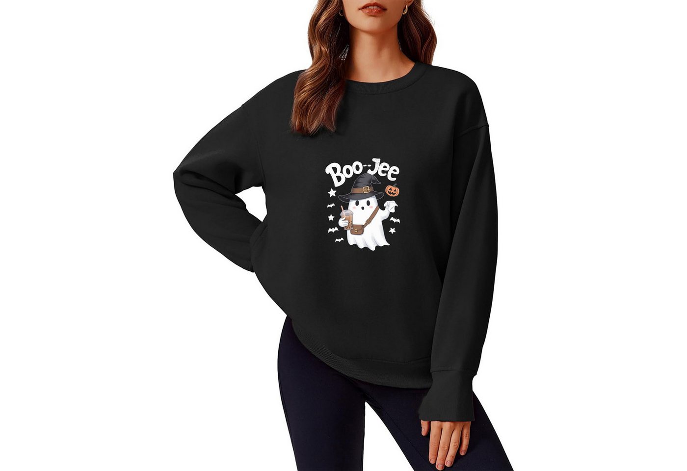 PYL Rundhalspullover Damen Halloween Oversized Sweatshirt Fleece Rundhals m günstig online kaufen