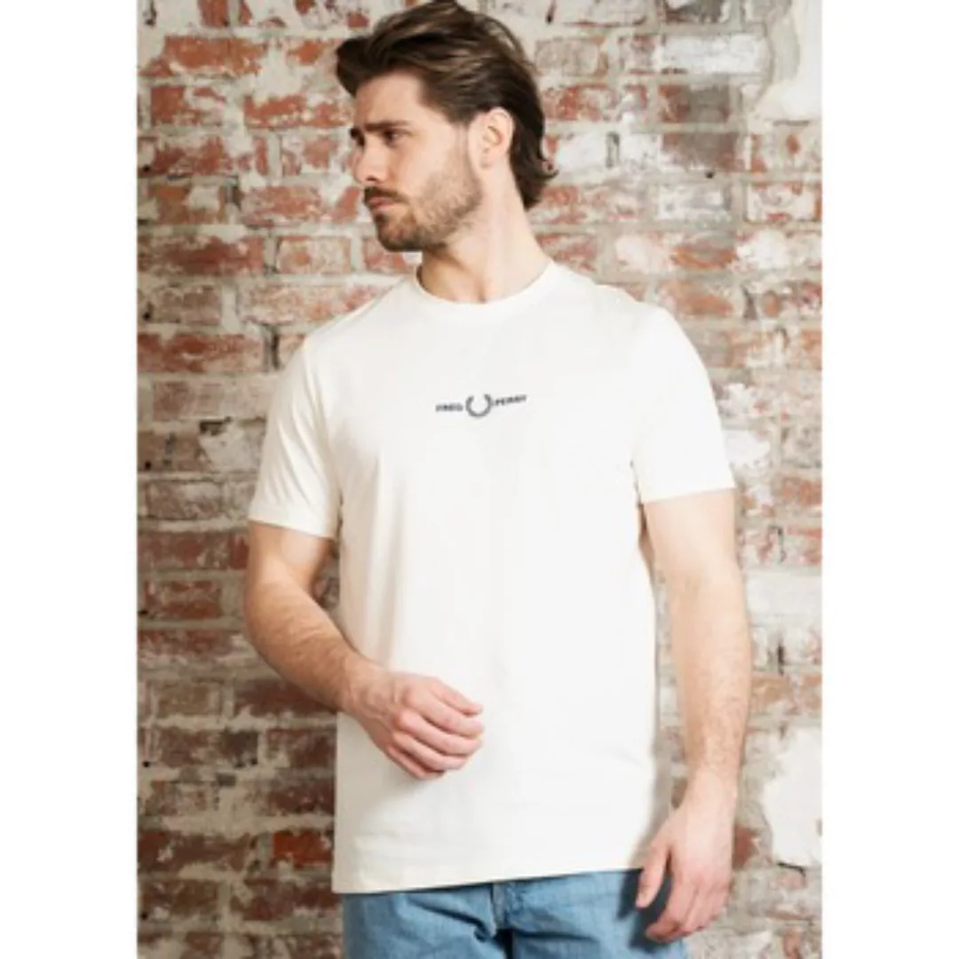 Fred Perry  T-Shirts & Poloshirts Embroidered t-shirt - ecru günstig online kaufen