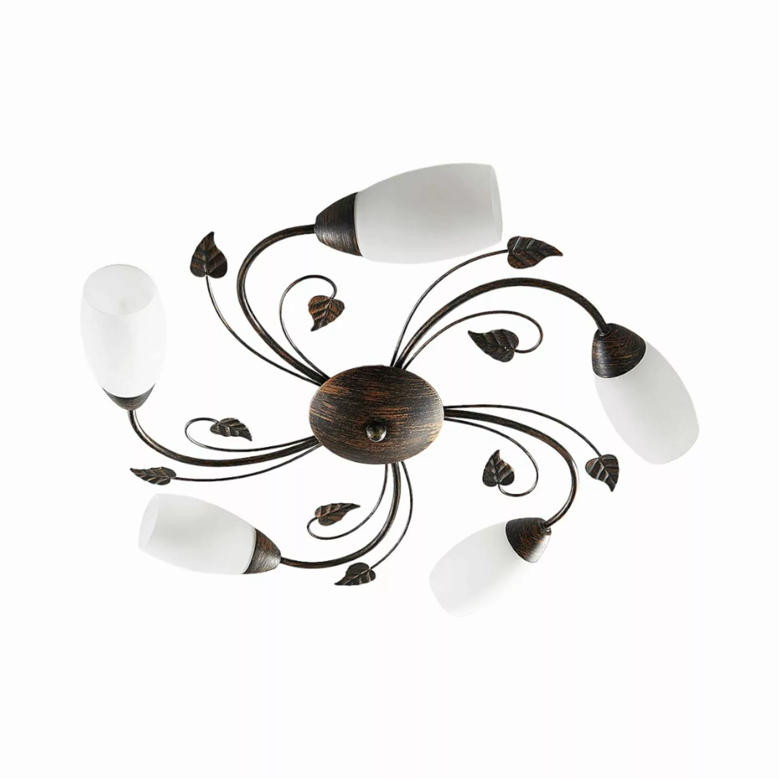 Lindby Deckenleuchte Stefania, 5-flg., schwarz/gold, Ø58cm günstig online kaufen