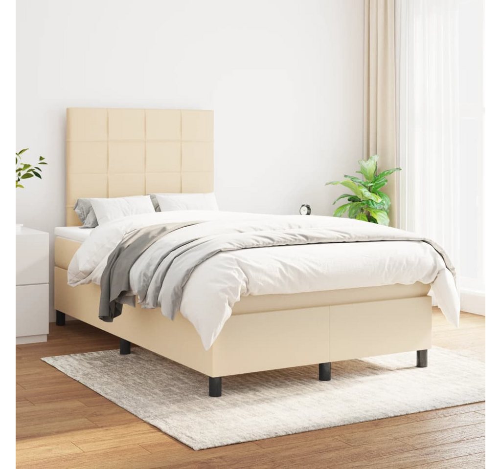 vidaXL Boxspringbett Boxspringbett mit Matratze Creme 120x200 cm Stoff Bett günstig online kaufen