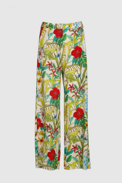 Boscana Stoffhose Weite Hose aus Leinen mit einem floralem Druck in Gelb günstig online kaufen