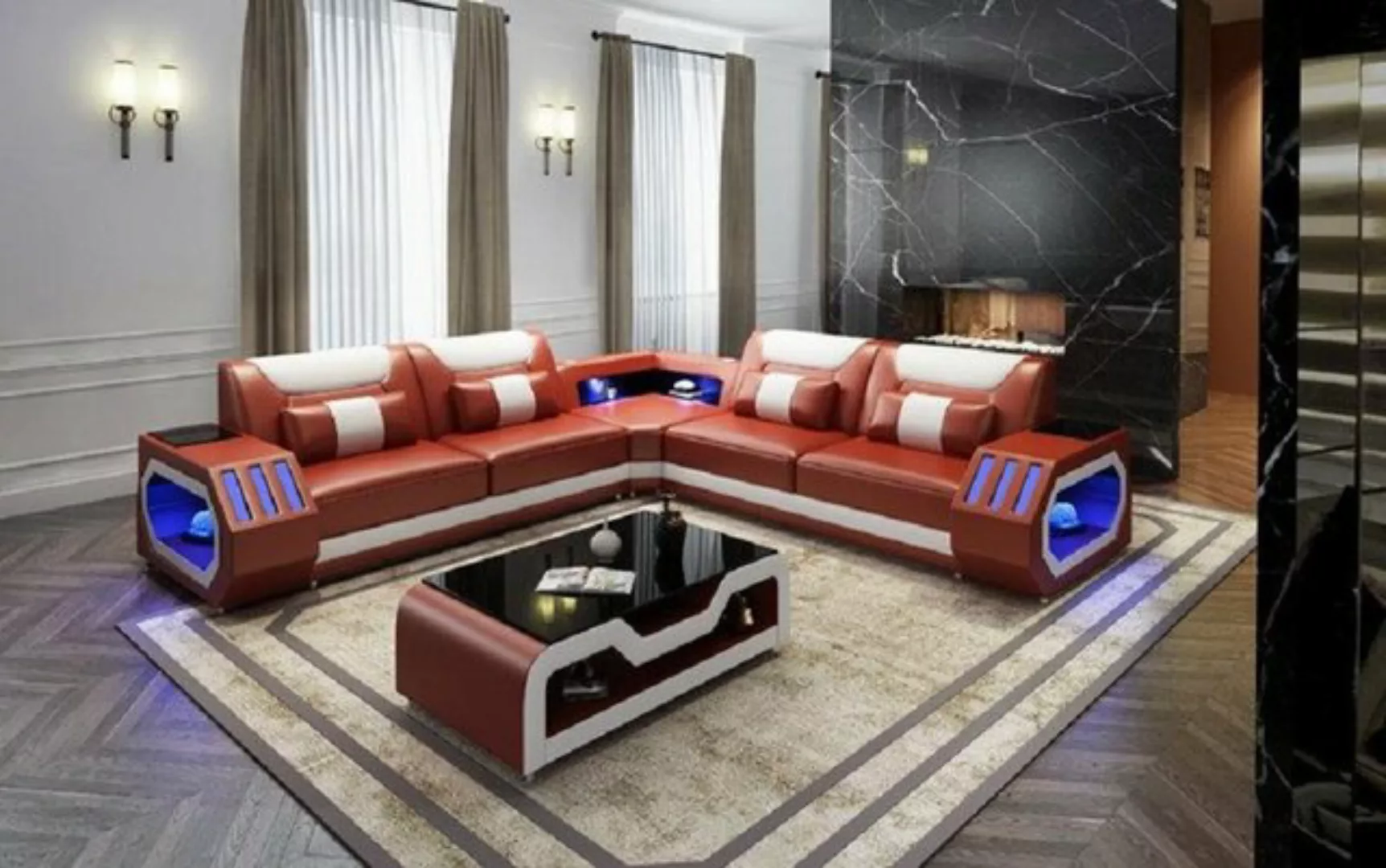 JVmoebel Ecksofa LED Beleuchtete Ecksofa Leder Wohnlandschaft Sofa, Made in günstig online kaufen