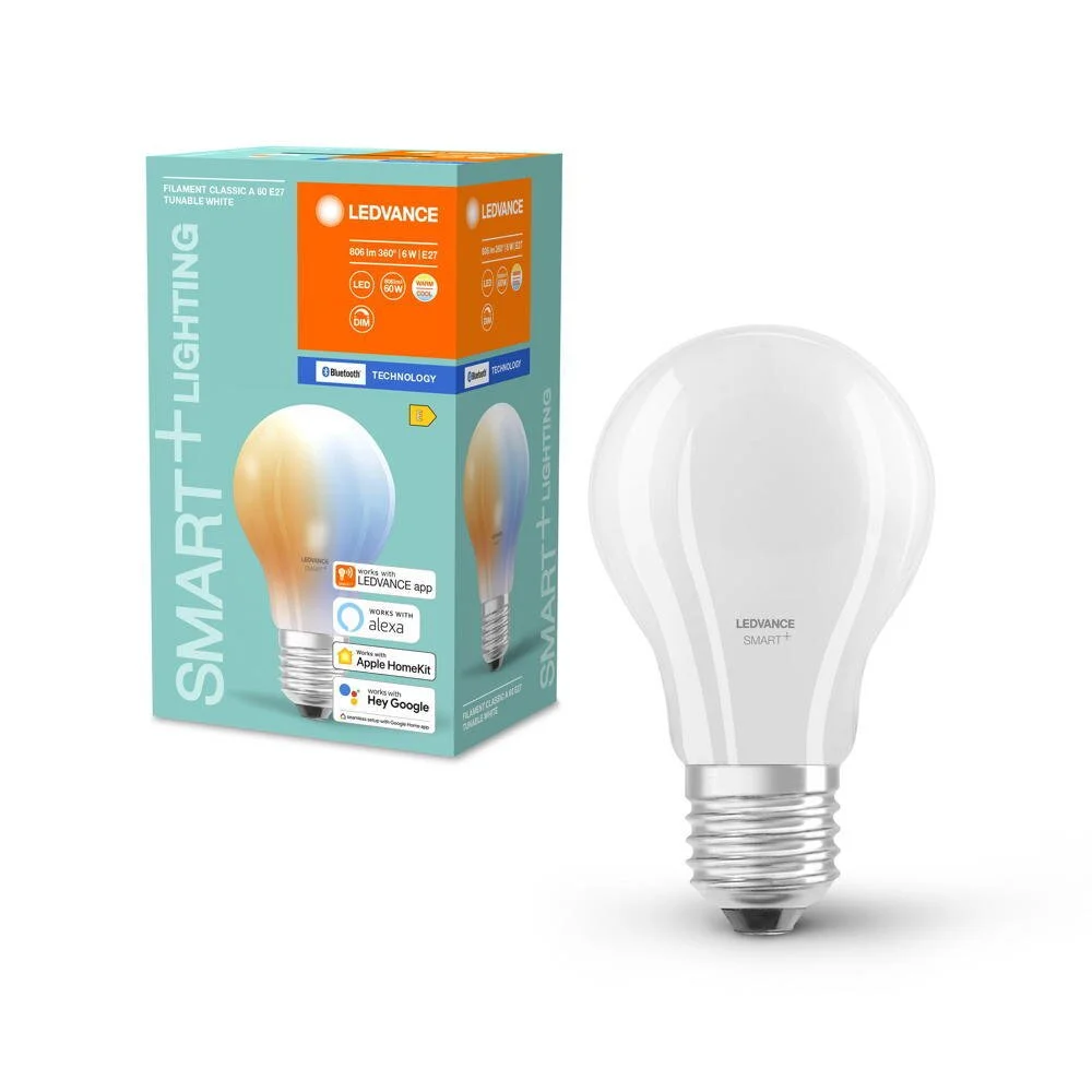 Smart+ Bluetooth LED Leuchtmittel E27 Birne - A60 in Weiß 6W 806lm tunable günstig online kaufen