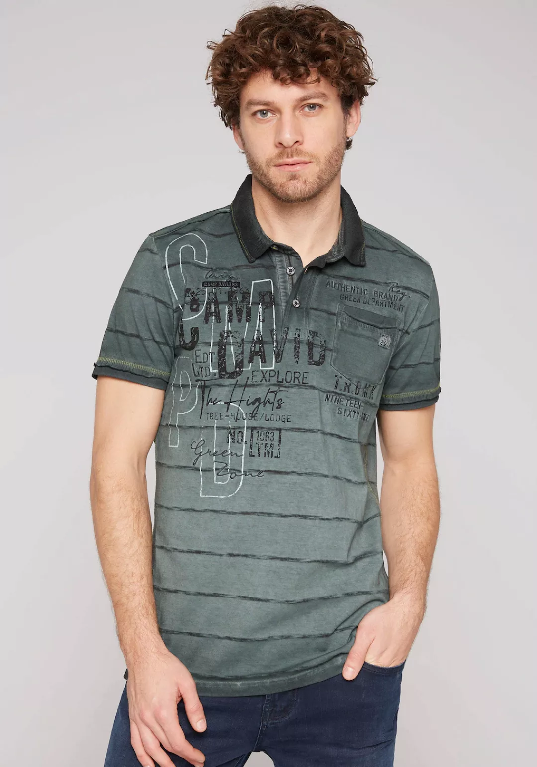 CAMP DAVID Poloshirt mit offenen Kanten auf den Schultern günstig online kaufen