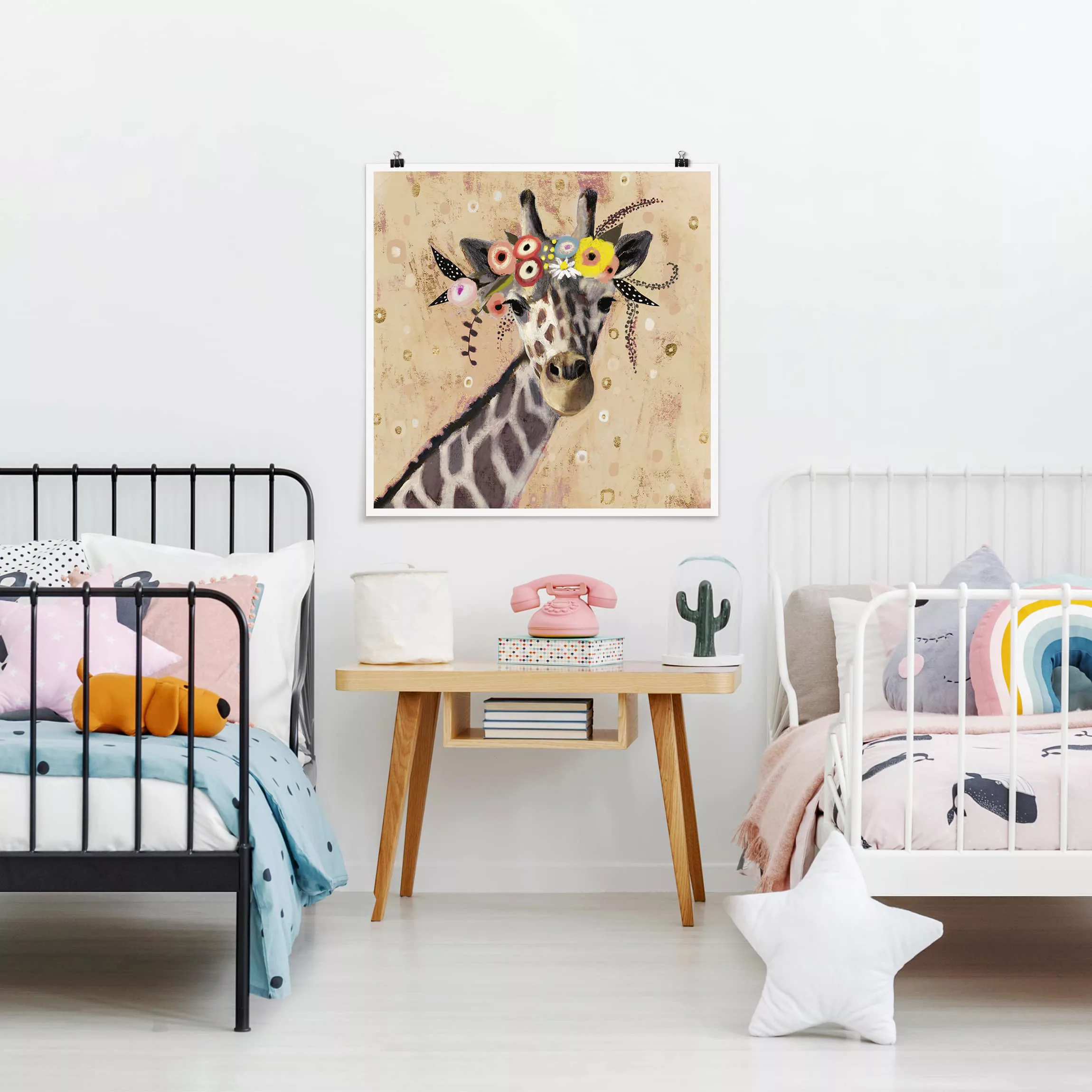 Poster - Quadrat Klimt Giraffe günstig online kaufen