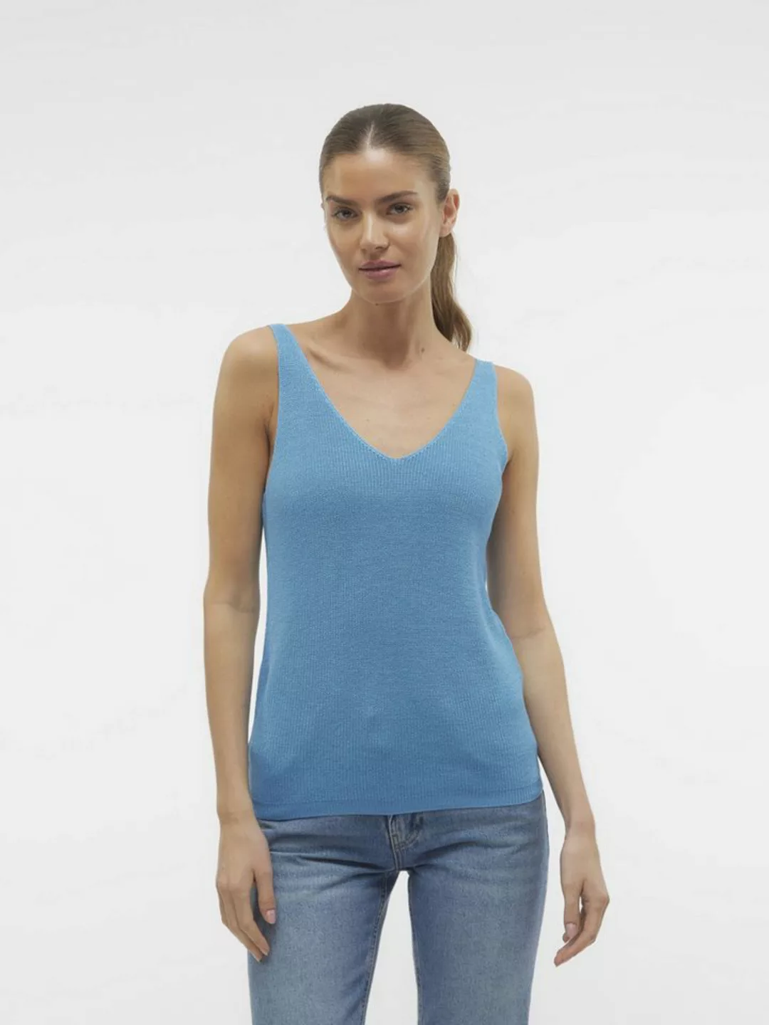 Vero Moda Shirttop Geripptes Struktur Top Ärmelloses Strick Oberteil VMNEWL günstig online kaufen